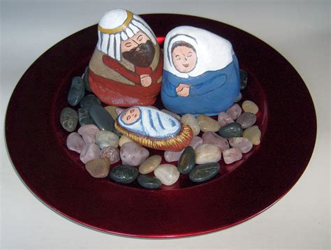 painted rock nativity|More.